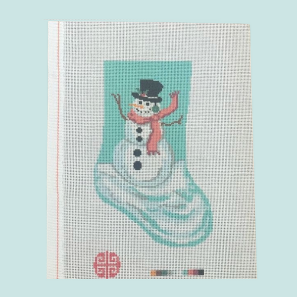 Vintage Snowman Mini Stocking Needlepoint Canvas 18 mesh