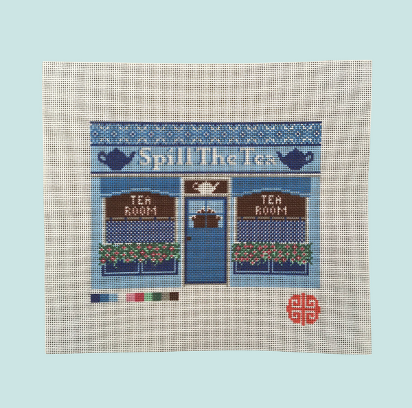 The Little Shop Series: The Spill The Tea Cafe 18 Mesh Needlepoint Canvas