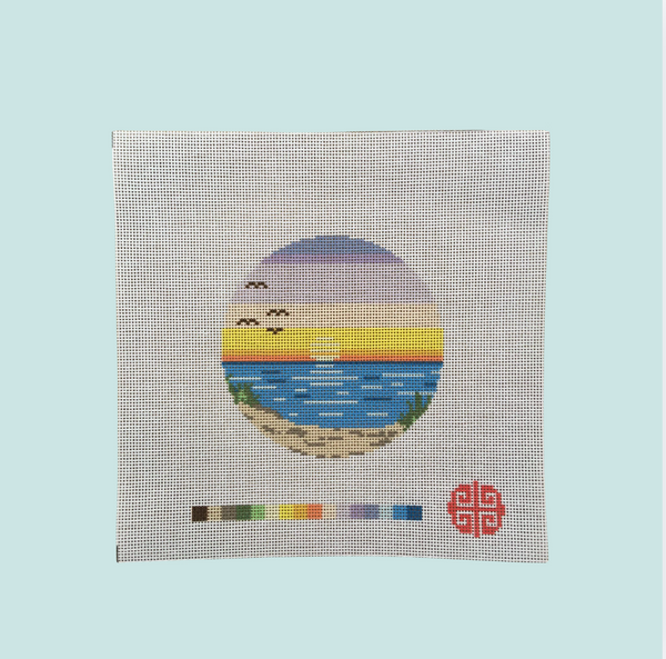 New Arrival: Beach Sunset 4" Round 18 mesh