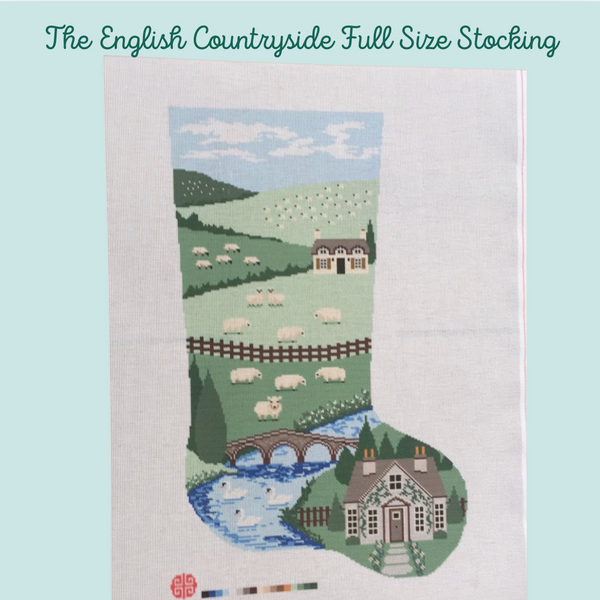 Preorder: The English Countryside Full Size Needlepoint Stocking Canvas