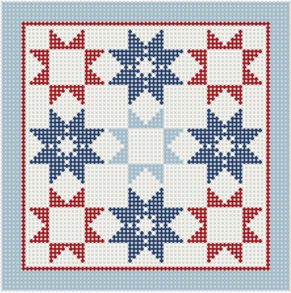 Needlepoint Digital Chart: Americana Coaster 4" x 4" on 18 mesh
