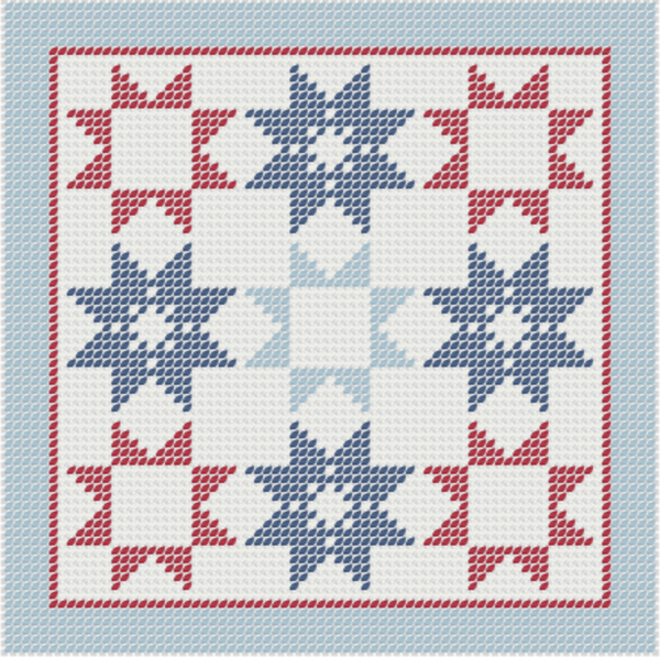 Needlepoint Digital Chart: Americana Coaster 4" x 4" on 18 mesh