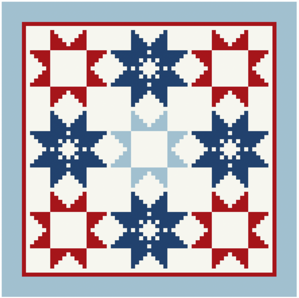 Needlepoint Digital Chart: Americana Coaster 4" x 4" on 18 mesh