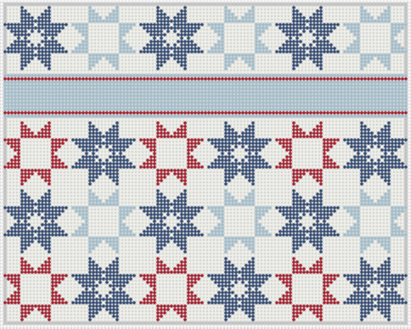 Needlepoint Digital Chart: Americana Patchwork Clutch 9" x 7" on 13 mesh