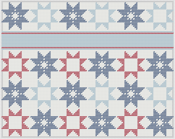 Needlepoint Digital Chart: Americana Patchwork Clutch 9" x 7" on 13 mesh