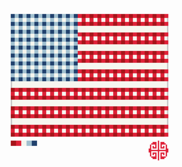 Needlepoint Digital Chart: Gingham Flag Clutch 9" x 7" on 13 mesh