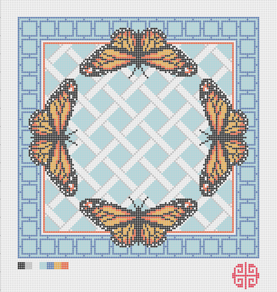 Needlepoint Chart Digital Download: Monarchs Tray