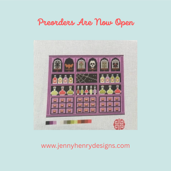 Preorder: The Little Shop Series Spooky Apothecary 13 Mesh Needlepoint Canvas