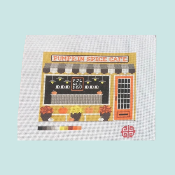 New Arrival: The Little Shop Series Pumpkin Spice Cafe 13 Mesh Needlepoint Canvas