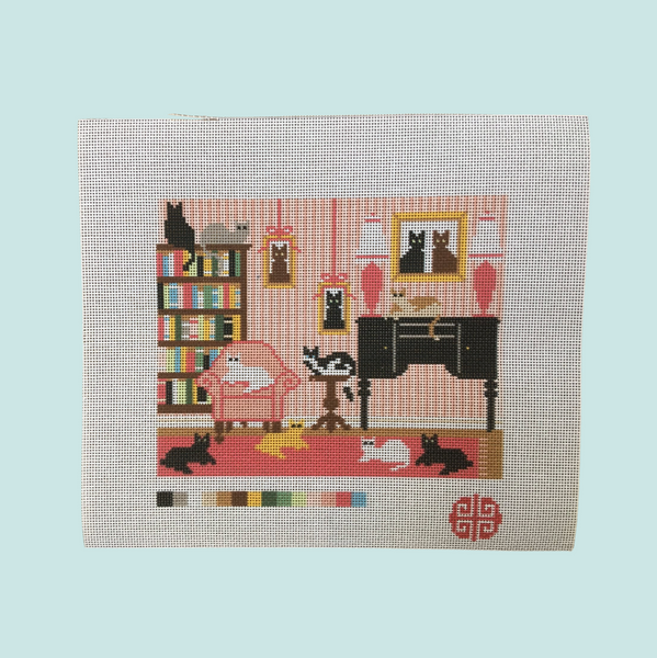 Preorder: Cat Lover In Pink, 7" x 9" on 13 mesh