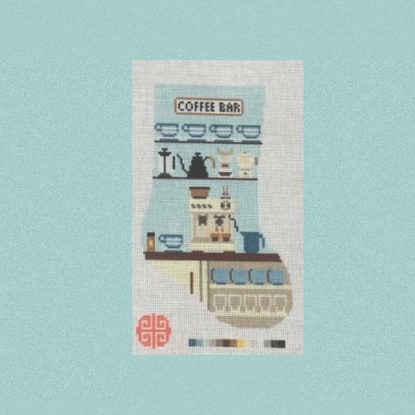 Preorder: Coffee Lover Mini Stocking 18 Mesh Needlepoint Canvas