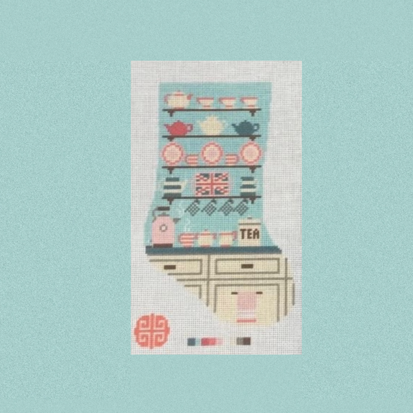 Preorder: Tea Lover Mini Stocking 18 Mesh Needlepoint Canvas