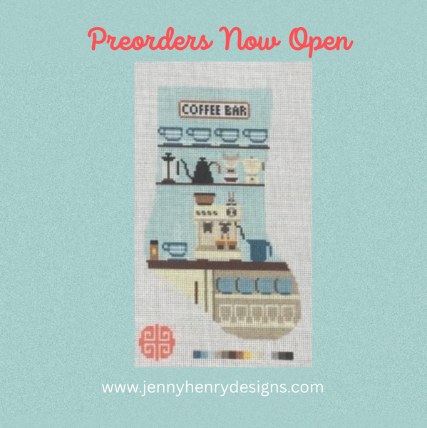 Preorder: Coffee Lover Mini Stocking 18 Mesh Needlepoint Canvas