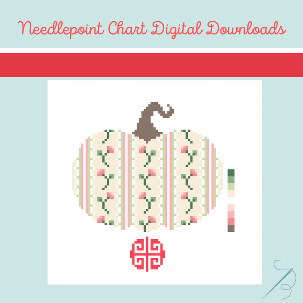 Needlepoint Chart Digital Download: Vintage Floral Pumpkin 2026