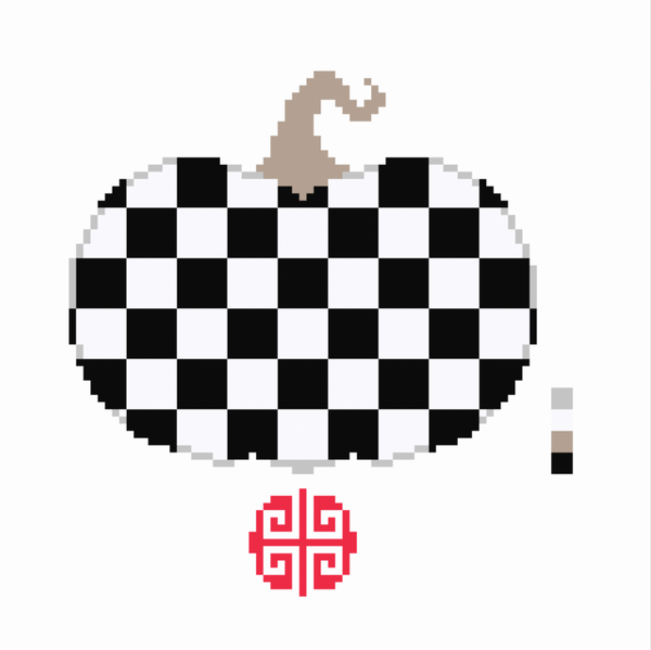 Needlepoint Chart Digital Download: Black and White Check Pumpkin 2026