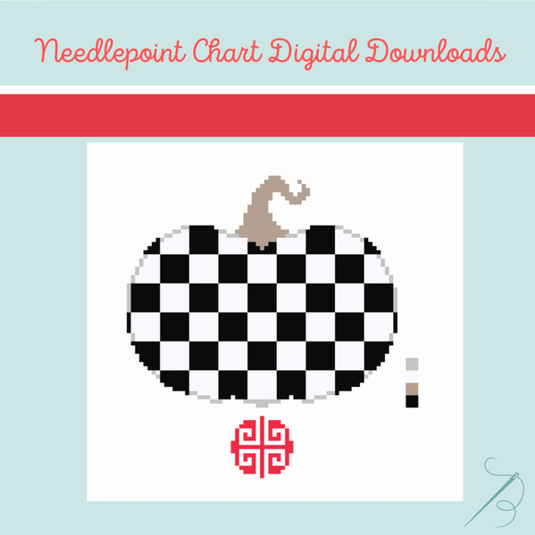Needlepoint Chart Digital Download: Black and White Check Pumpkin 2026