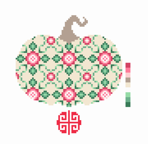 Needlepoint Chart Digital Download: Rose Lattice Pumpkin 2026