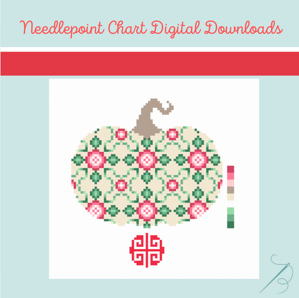 Needlepoint Chart Digital Download: Rose Lattice Pumpkin 2026