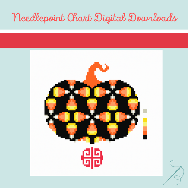 Needlepoint Chart Digital Download: Candy Corn Pumpkin 2026