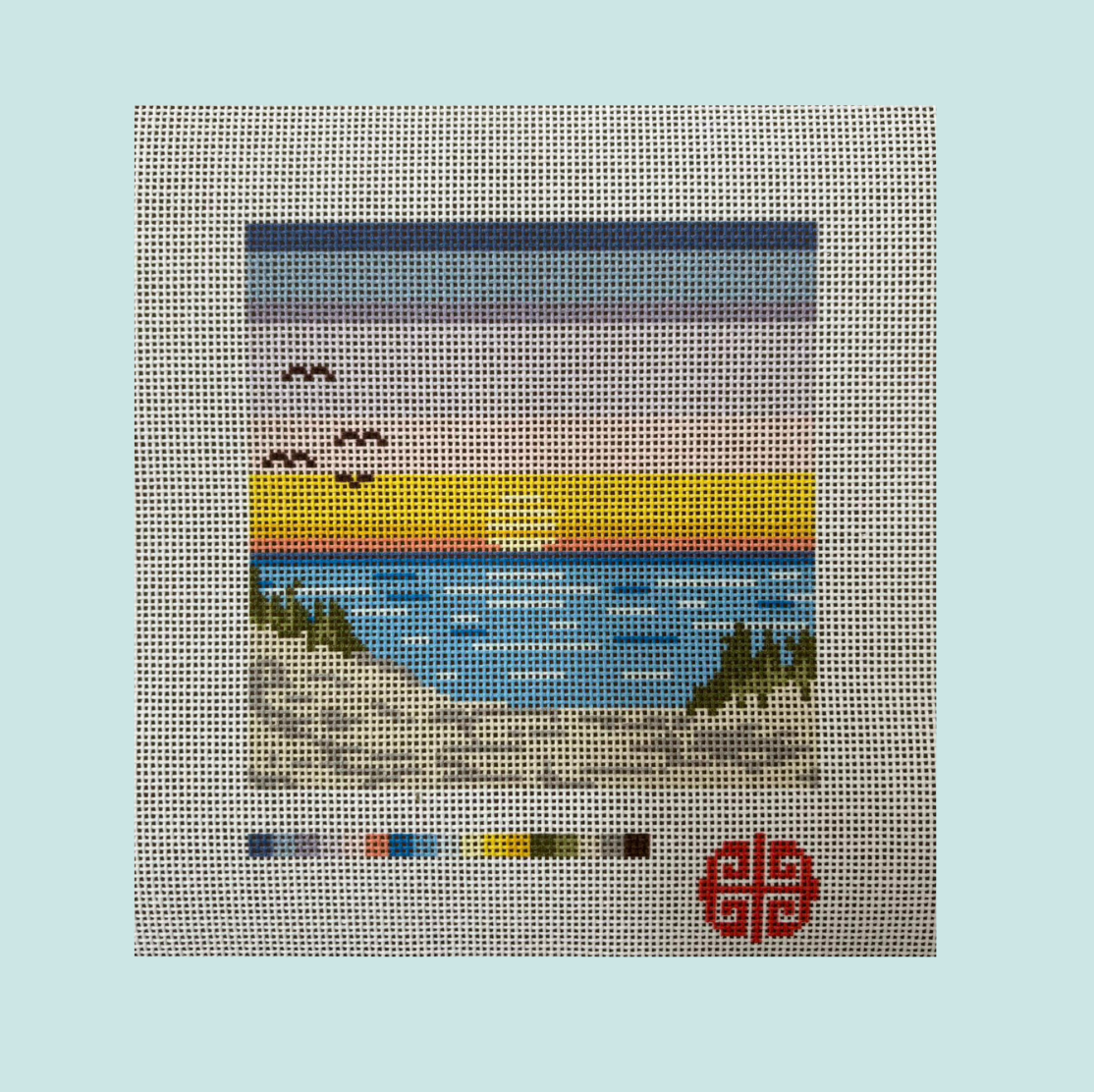 Preorder: Sunset Beach 6" x 6" on 13 mesh