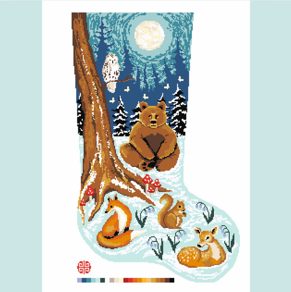 Preorder: The Woodland Full Size Needlepoint Stocking Canvas