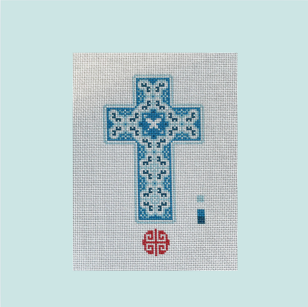 Blue Butterfly Cross Needlepoint Canvas