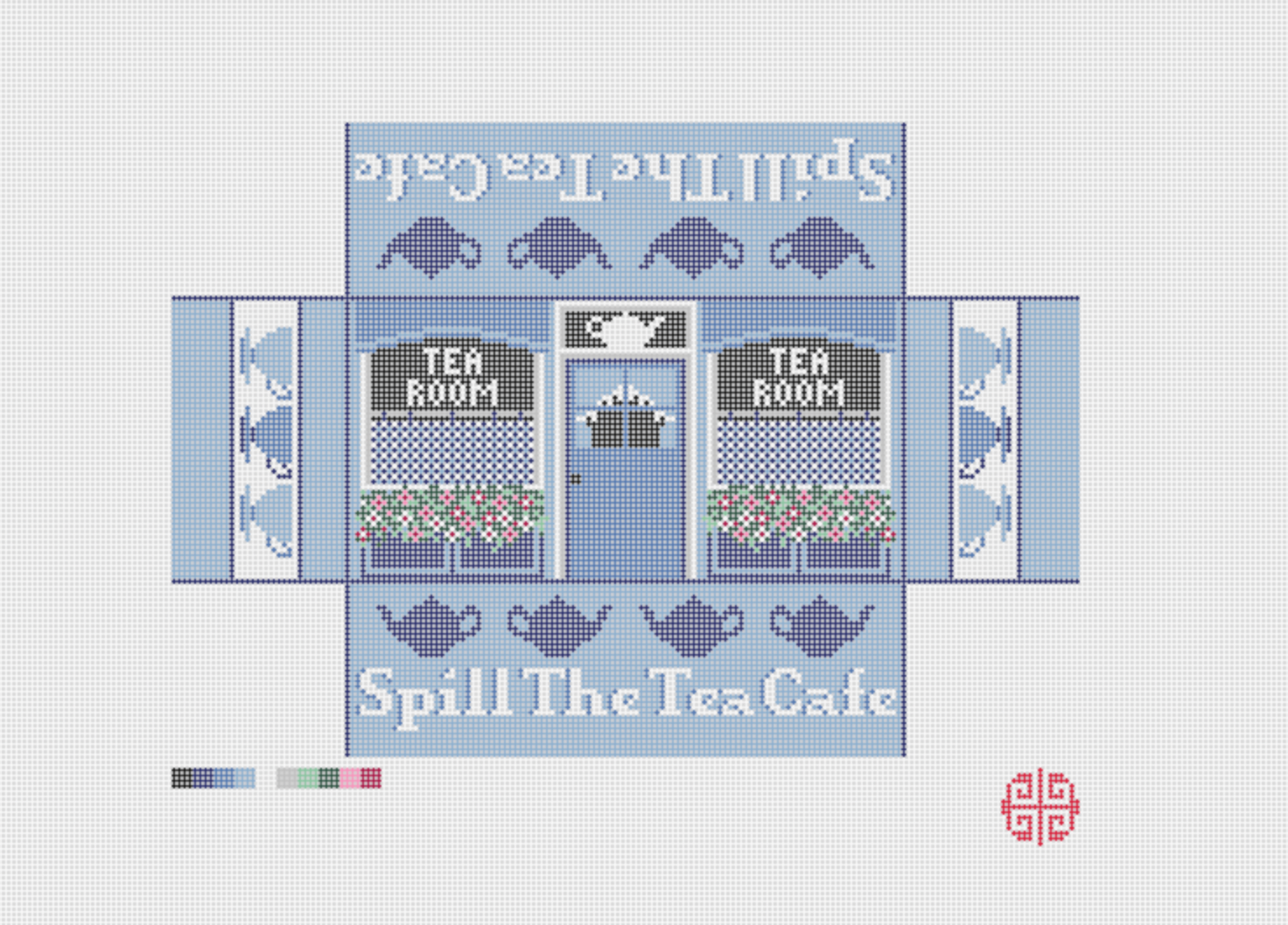 Spill The Tea Cafe Needlepoint Brick Cover Canvas