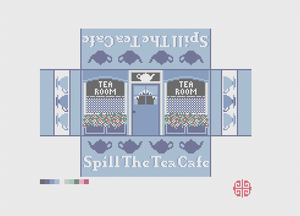 Spill The Tea Cafe Needlepoint Brick Cover Canvas