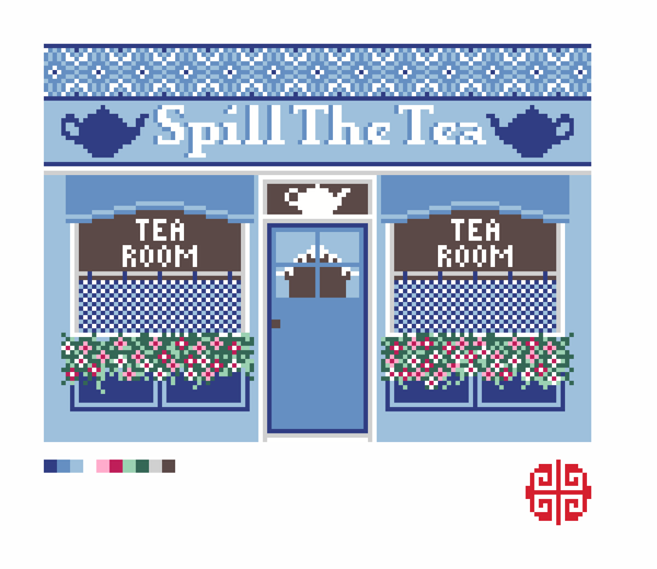 The Little Shop Series: The Spill The Tea Cafe 18 Mesh Needlepoint Canvas