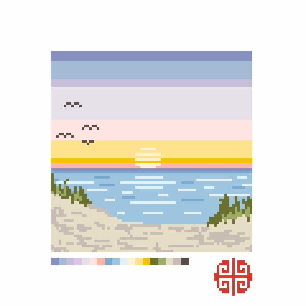 Preorder: Sunset Beach 6" x 6" on 13 mesh
