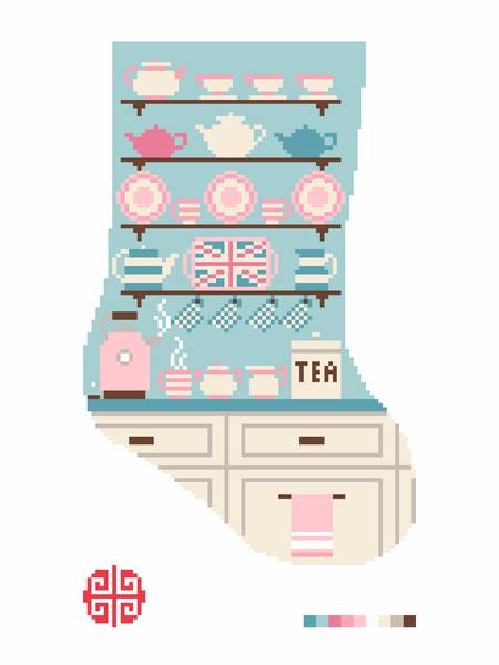 Preorder: Tea Lover Mini Stocking 18 Mesh Needlepoint Canvas
