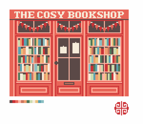 The Little Shop Series: The Cosy Bookshop 18 Mesh Needlepoint Canvas