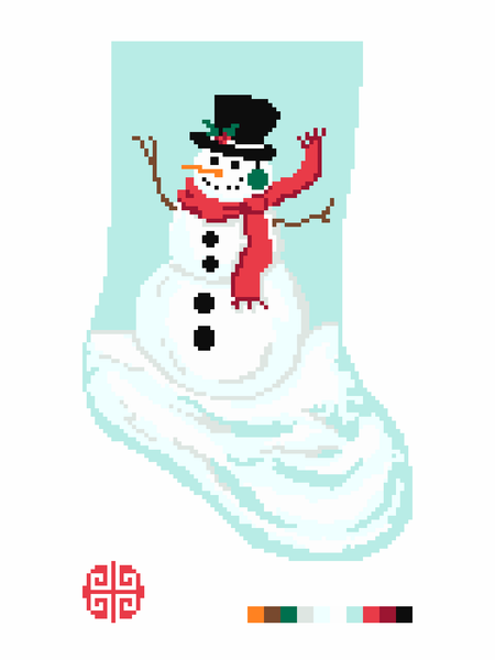 Vintage Snowman Mini Stocking Needlepoint Canvas 18 mesh