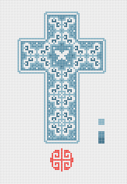 Blue Butterfly Cross Needlepoint Canvas