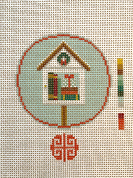 Christmas Little Library Needlepoint Ornament Canvas