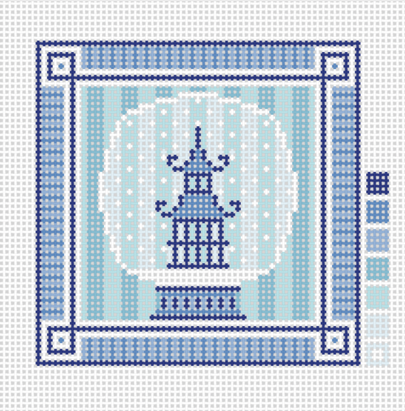 Charts for Charity Pagoda Snow Globe 18 mesh Needlepoint Canvas