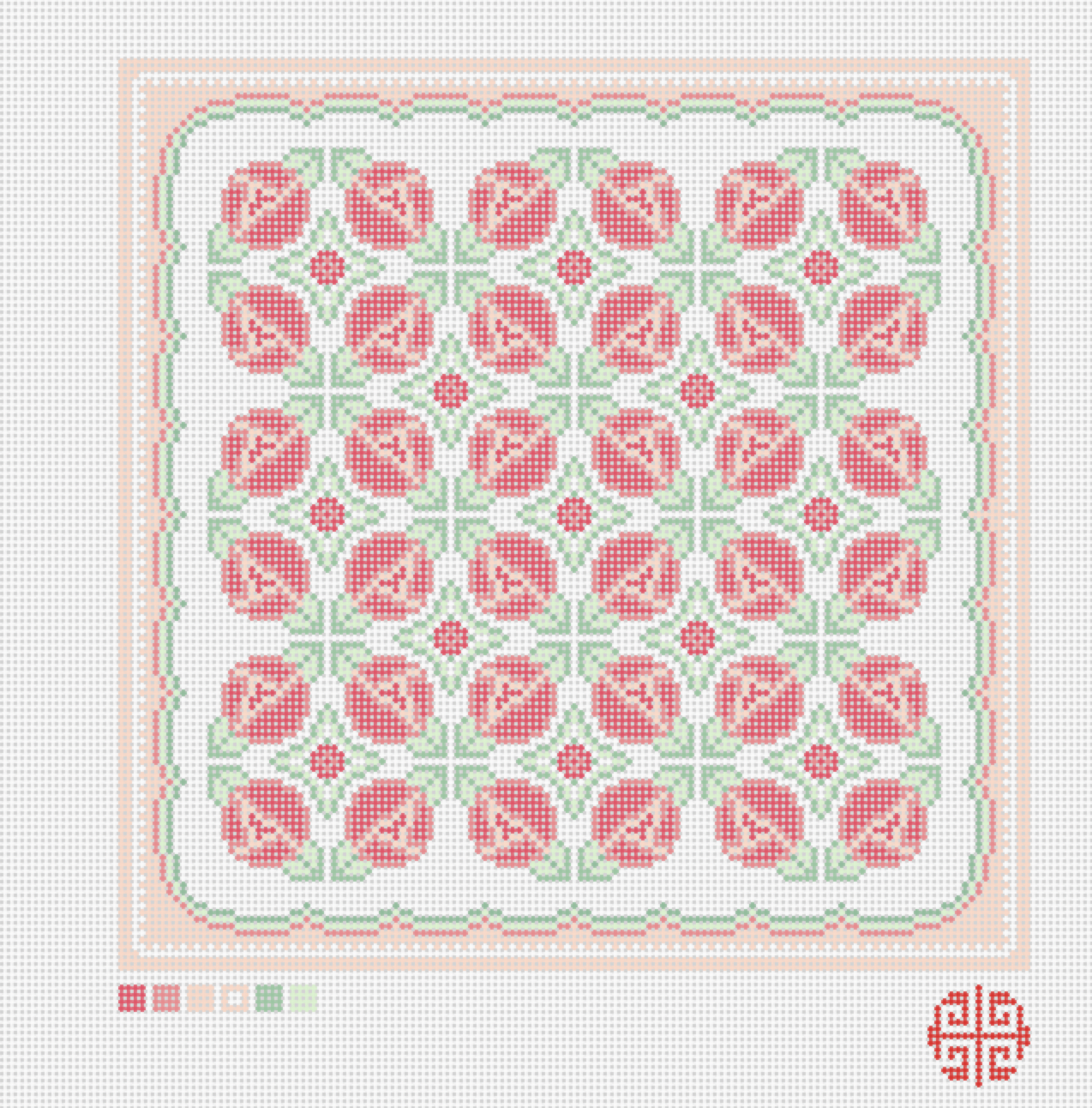 SALE! Needlepoint Tray Canvas: Rosebud Tray Canvas