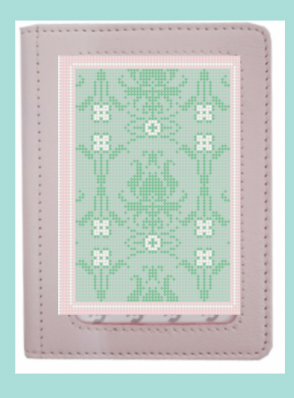 Damask in Pink and Green Passport Case Needlepoint Canvas