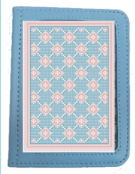 Rose Lattice in Blue Passport Case Needlepoint Canvas