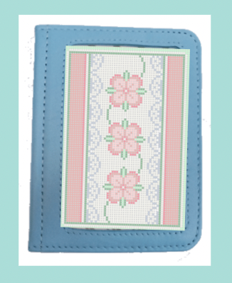 Pink Flower Passport Case Needlepoint Canvas