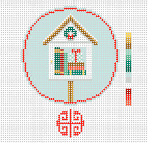 Christmas Little Library Needlepoint Ornament Canvas