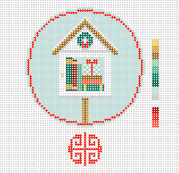 Christmas Little Library Needlepoint Ornament Canvas