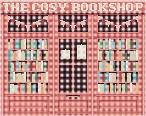 The Little Shop Series: The Cosy Bookshop 13 Mesh Needlepoint Clutch Canvas